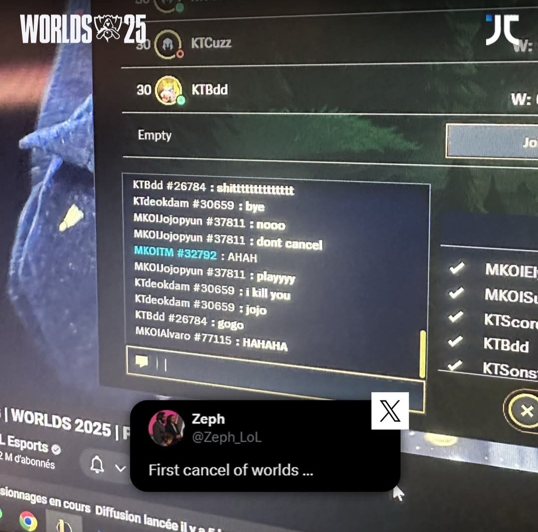 “El primer cancel de Worlds 2025”: KT y Movistar KOI se cruzan por accidente antes del debut